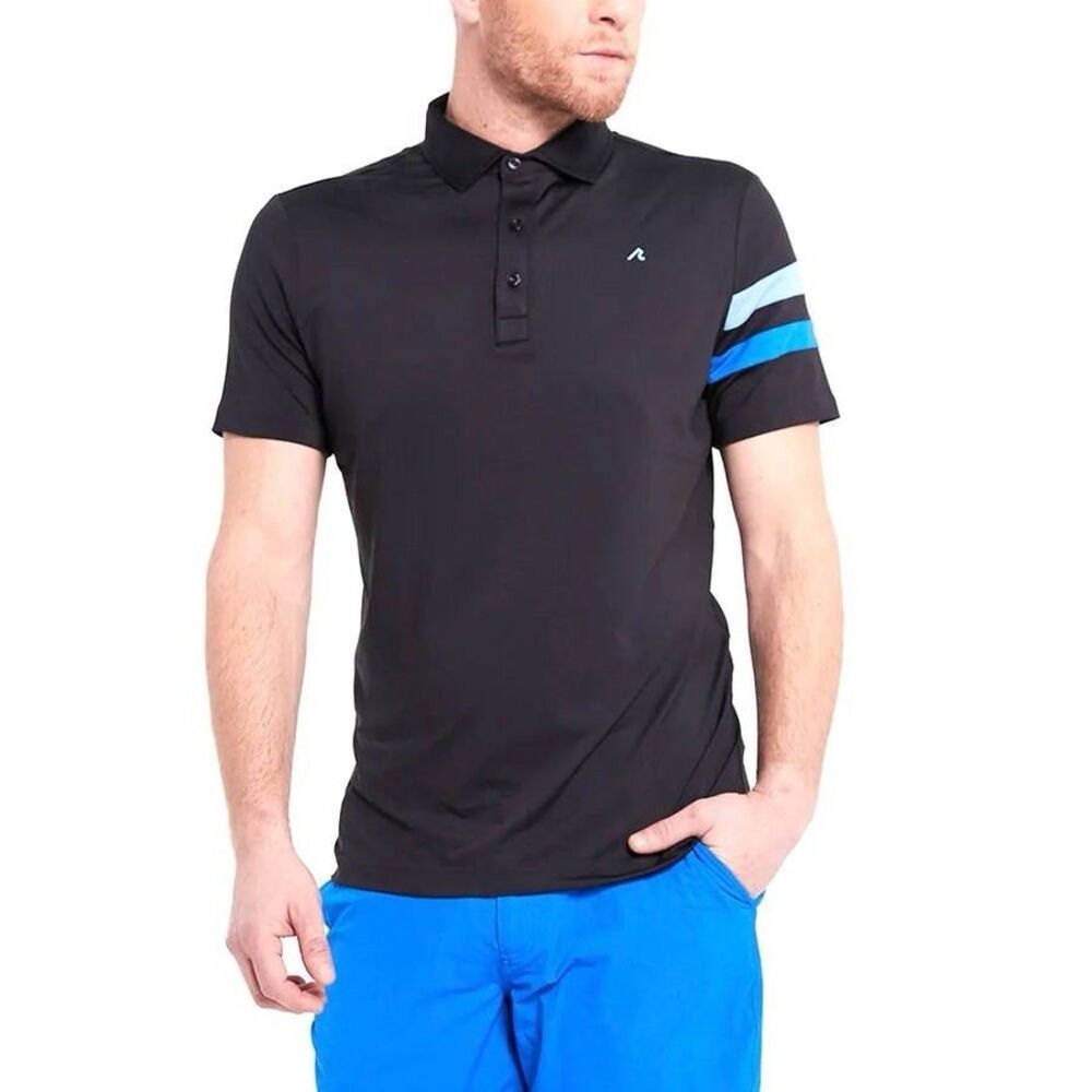 Redvanly Mens L Heyward Performance Golf Polo Shirt Lightweight Stretch 2-Stripe